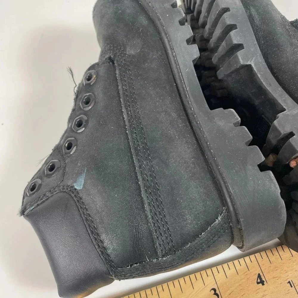 Timberland Toddler Premium 6 Inch Waterproof Black Leather Boots 9 Lace Up 12807